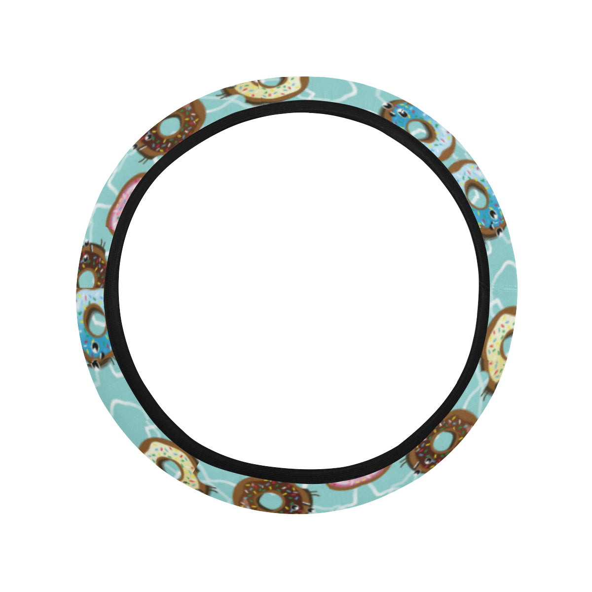 Emoji Donut Print Pattern Steering Wheel Cover with Elastic Edge