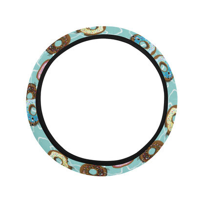 Emoji Donut Print Pattern Steering Wheel Cover with Elastic Edge