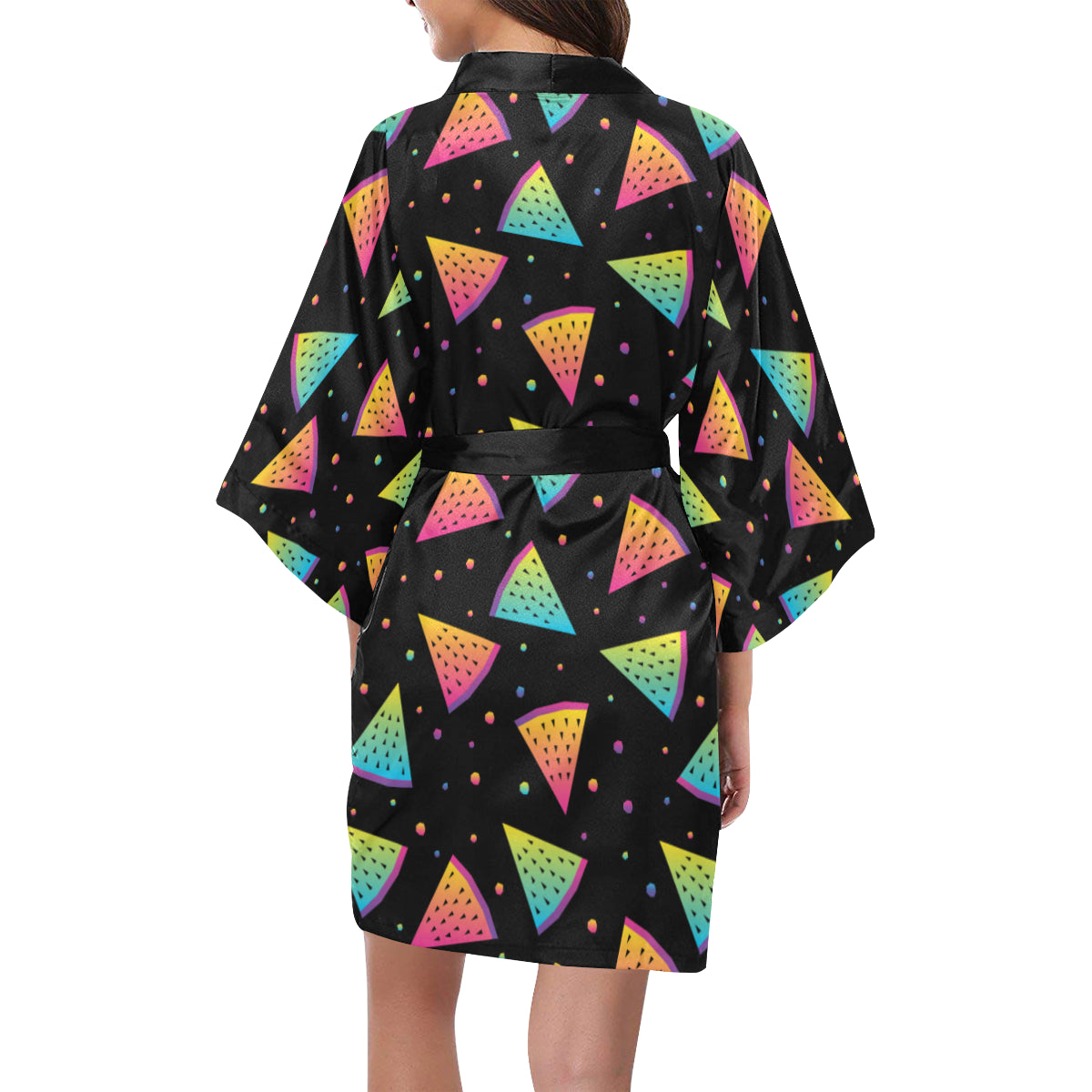 Rainbow Watermelon Pattern Print Design A04 Women's Short Kimono
