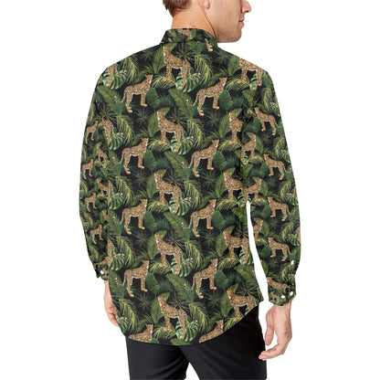Cheetah Pattern Print Design 05 Men's Long Sleeve Shirt