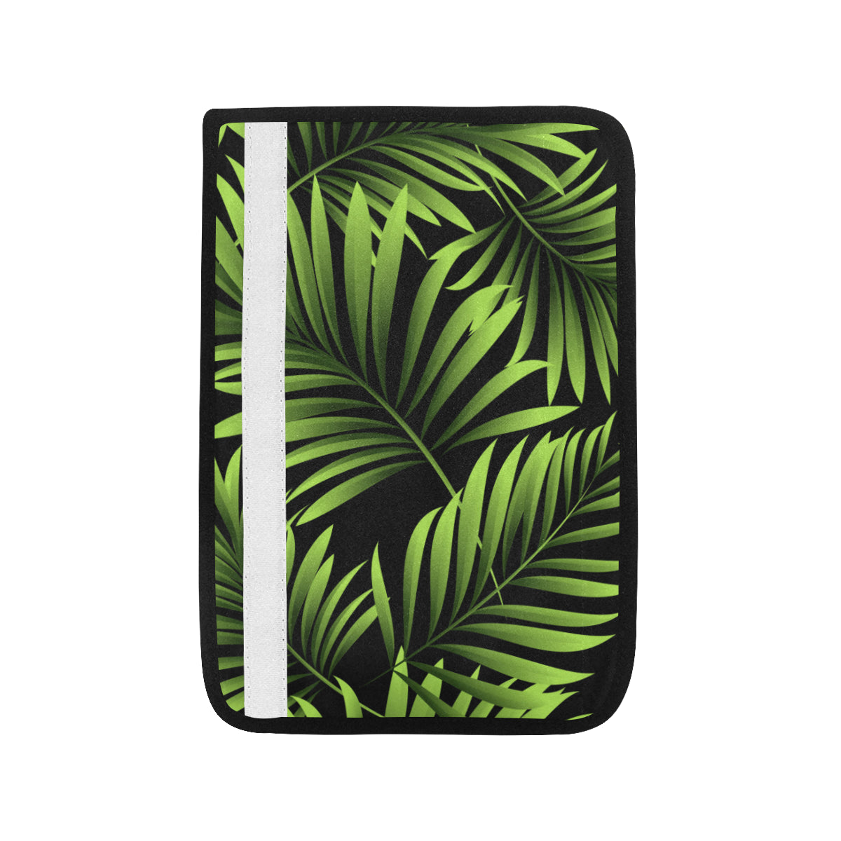 Green Neon Tropical Palm Leaves Car Seat Belt Cover