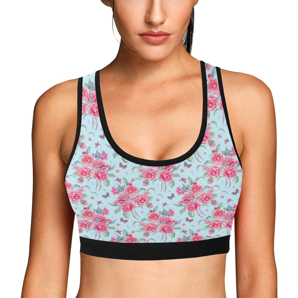 Camellia Pattern Print Design 01 Sports Bra
