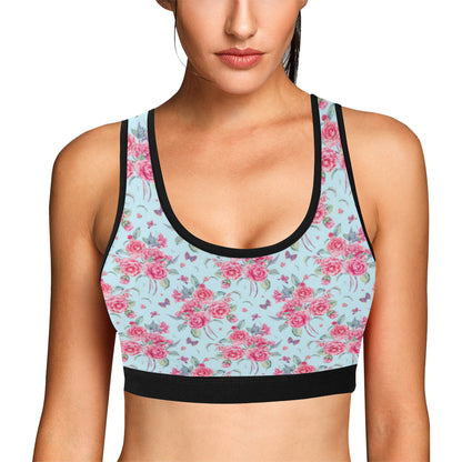 Camellia Pattern Print Design 01 Sports Bra