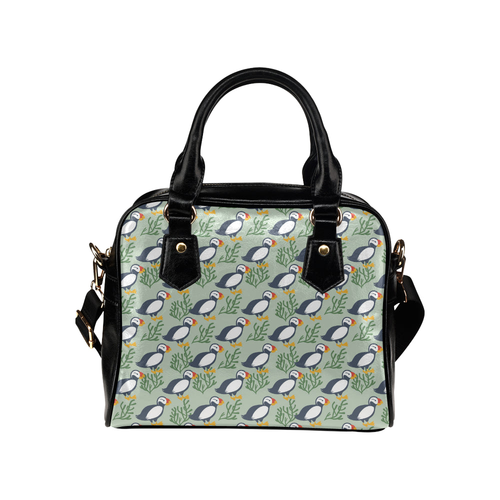 Puffin Pattern Print Design A04 Shoulder Handbag
