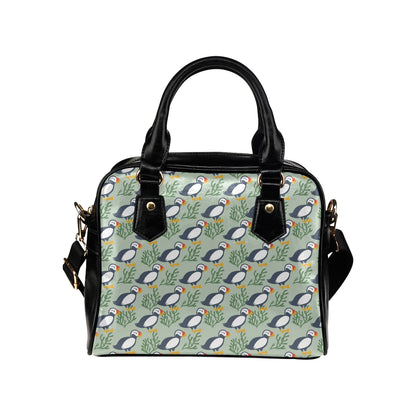 Puffin Pattern Print Design A04 Shoulder Handbag