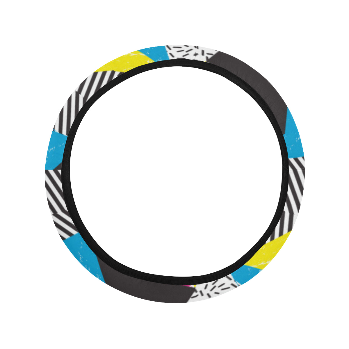 80s Pattern Print Design 2 Steering Wheel Cover with Elastic Edge