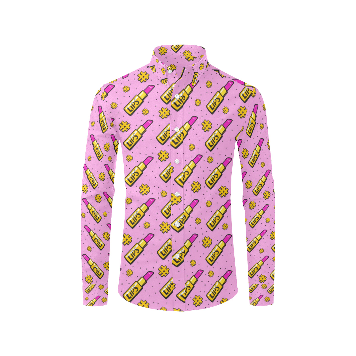 Lipstick Pattern Print Design LT03 Men's Long Sleeve Shirt