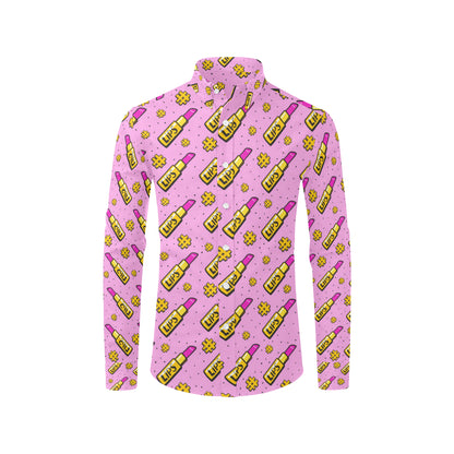 Lipstick Pattern Print Design LT03 Men's Long Sleeve Shirt