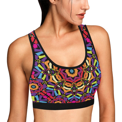 Kaleidoscope Pattern Print Design 01 Sports Bra