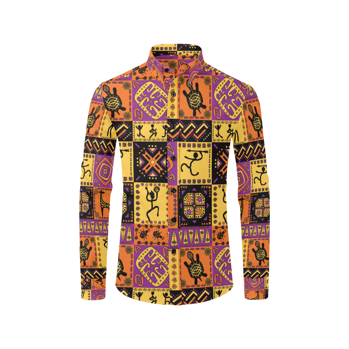 African Pattern Print Design 02 Men's Long Sleeve Shirt