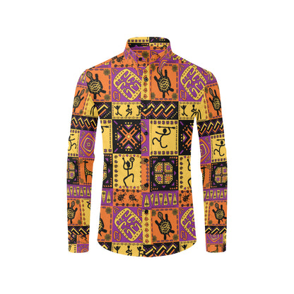 African Pattern Print Design 02 Men's Long Sleeve Shirt