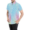 Rainbow Pattern Print Design A06 Men's Short Sleeve Button Up Shirt