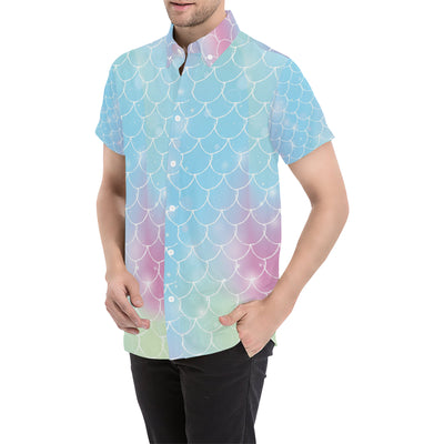 Rainbow Pattern Print Design A06 Men's Short Sleeve Button Up Shirt