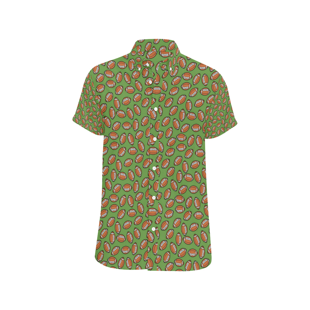 American Football on Green Design Men's Short Sleeve Button Up Shirt