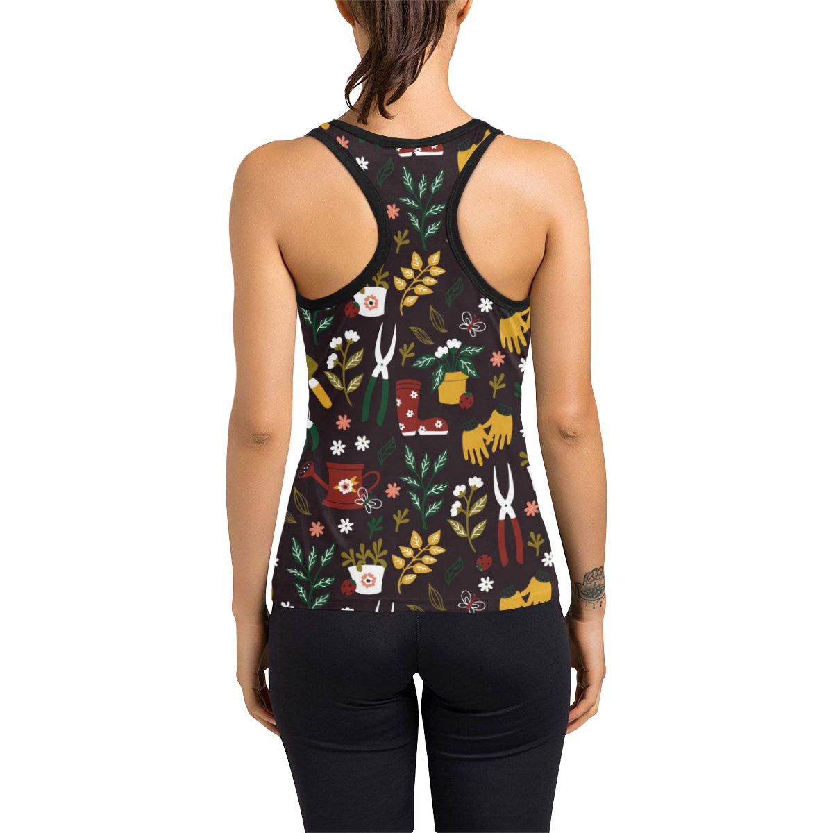 Gardening Pattern Print Design G05 Women's Racerback Tank Top