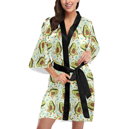 Avocado Pattern Print Design AC02 Women's Short Kimono