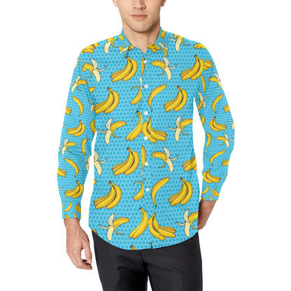 Banana Pattern Print Design BA08 Men's Long Sleeve Shirt