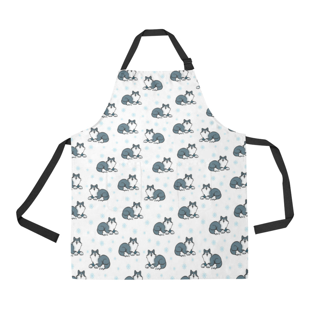 Alaskan Malamute Pattern Print Design 03 Apron with Pocket