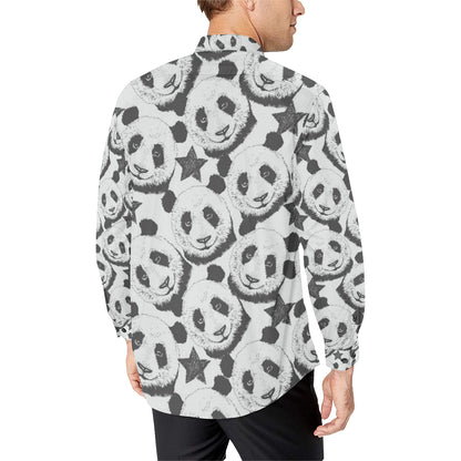 Panda Pattern Print Design A02 Men's Long Sleeve Shirt