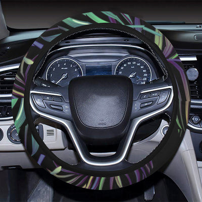 Tropical Palm Leaves Pattern Brightness Steering Wheel Cover with Elastic Edge