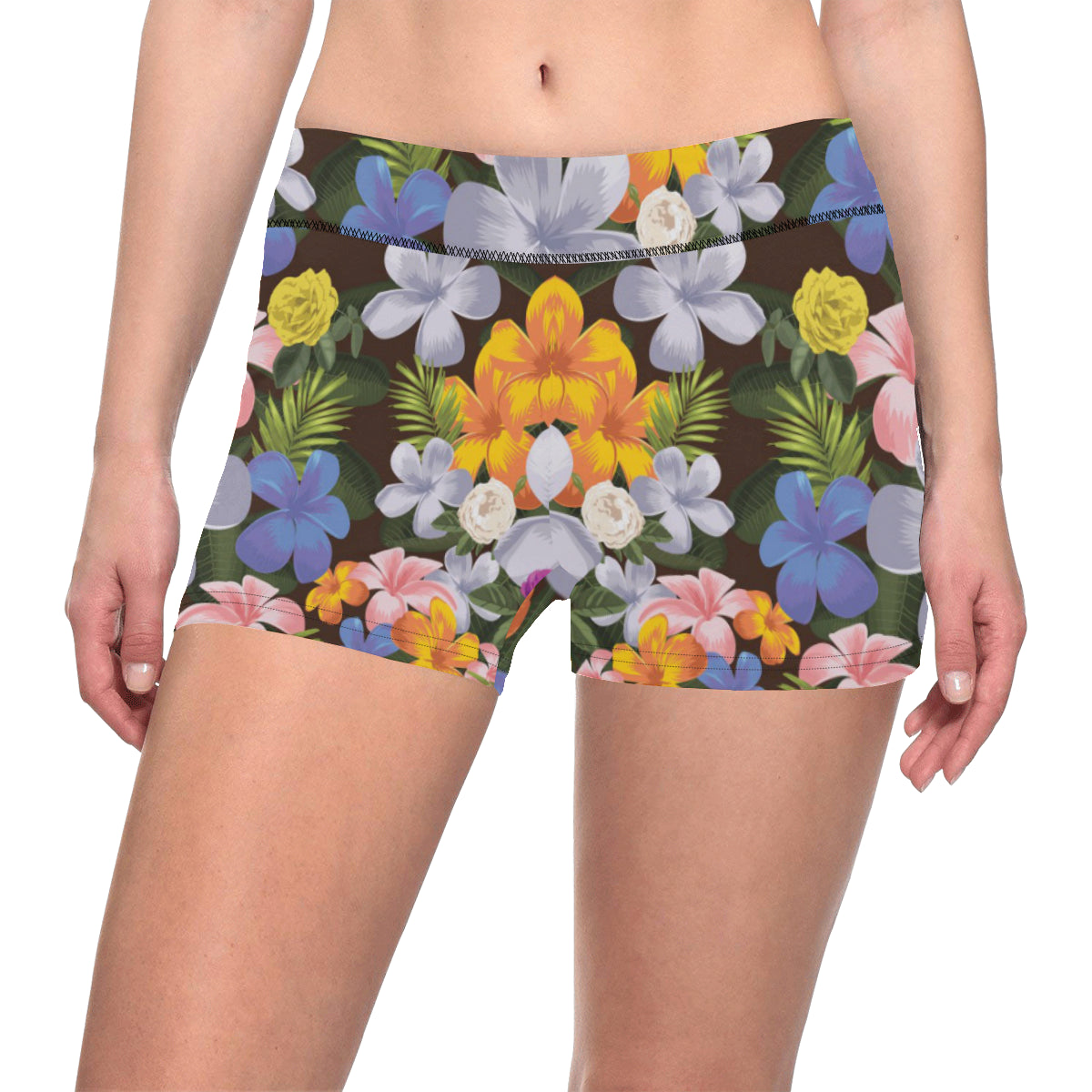 Plumeria Pattern Print Design PM03 Yoga Shorts