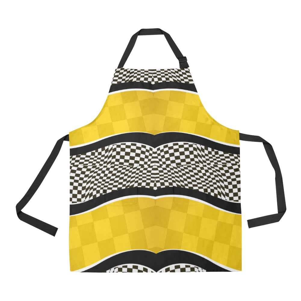 Checkered Pattern Print Design 02 Apron with Pocket