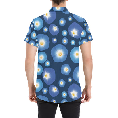 Morning Glory Pattern Print Design 02 Men's Short Sleeve Button Up Shirt