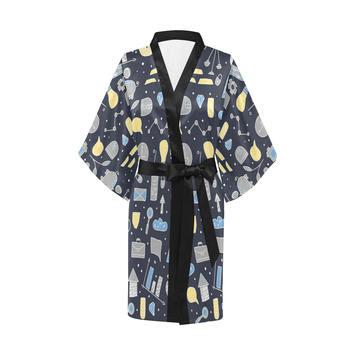 Accounting Financial Pattern Print Design 04 Women's Short Kimono