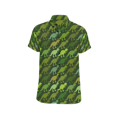 T Rex Pattern Print Design A03 Men's Short Sleeve Button Up Shirt