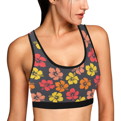 Hibiscus Pattern Print Design HB024 Sports Bra