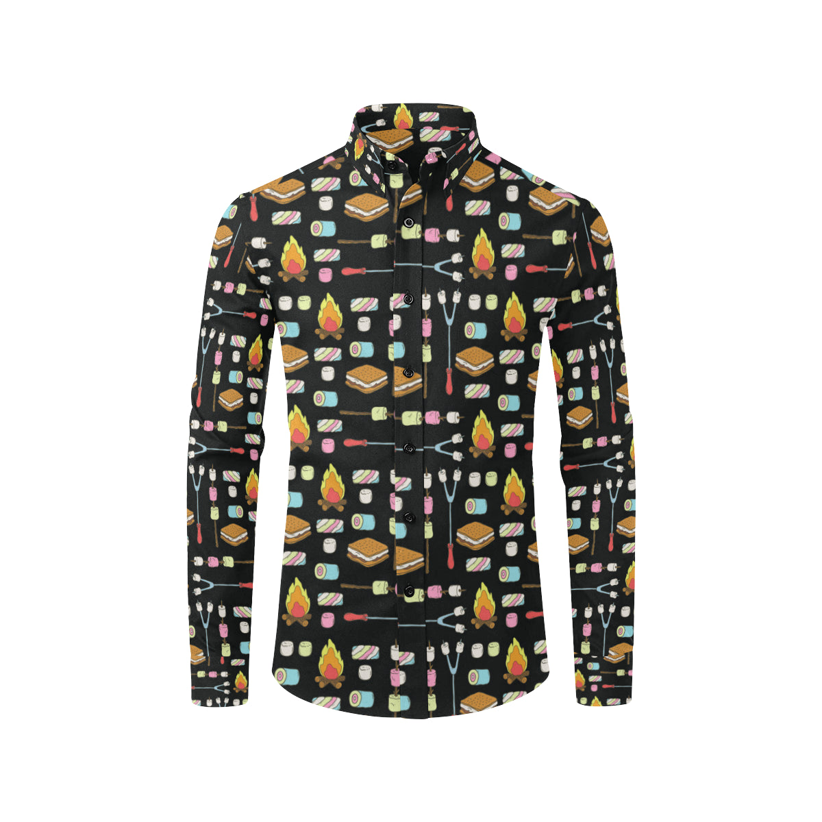 Camping Campfire Marshmallows Men's Long Sleeve Shirt