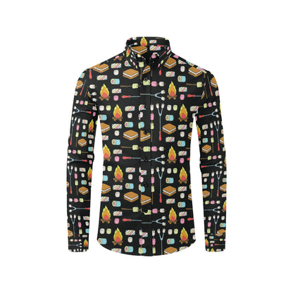 Camping Campfire Marshmallows Men's Long Sleeve Shirt