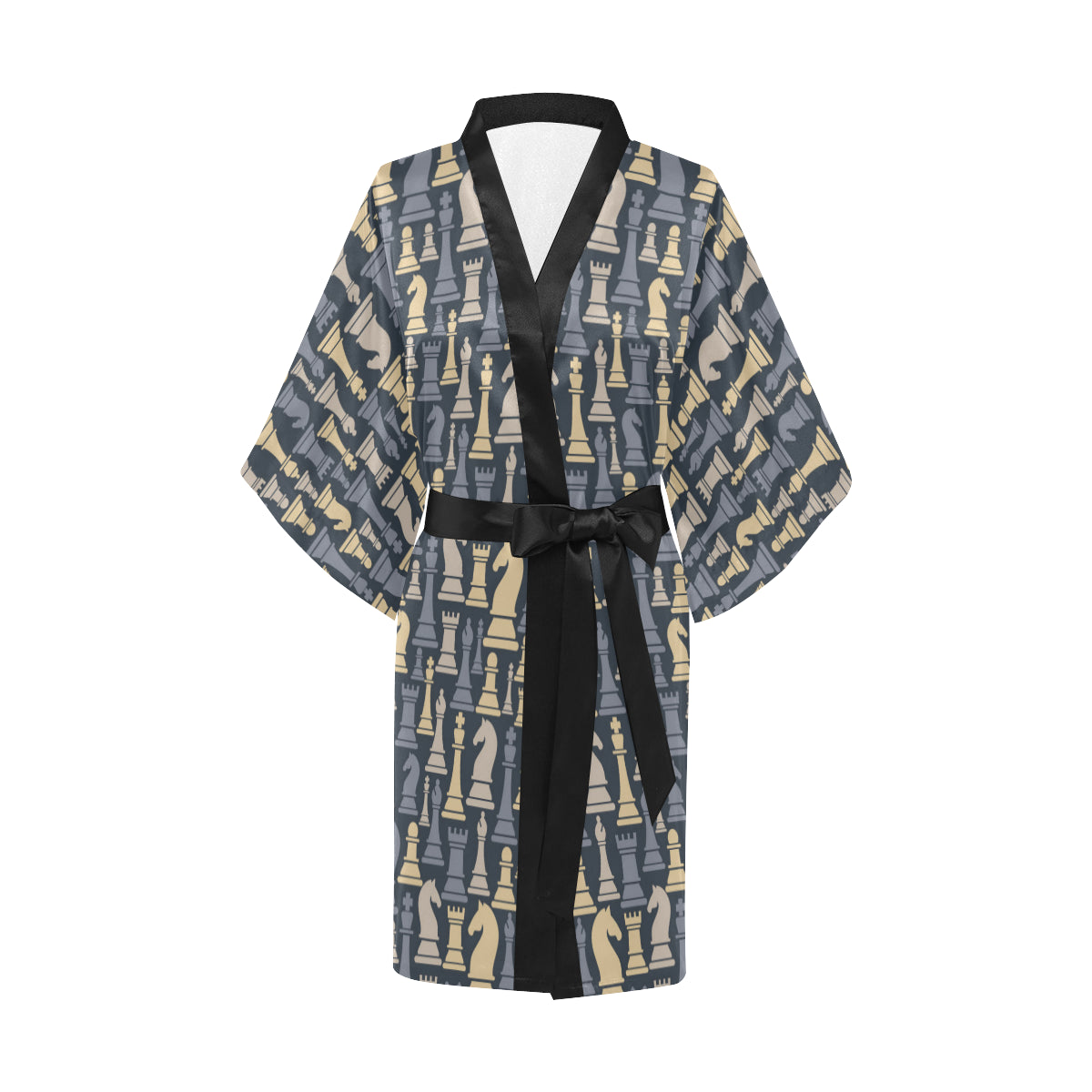 Chess Pattern Print Design 04 Women's Short Kimono