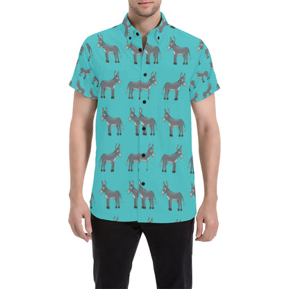 Donkey Pattern Print Design 01 Men's Short Sleeve Button Up Shirt