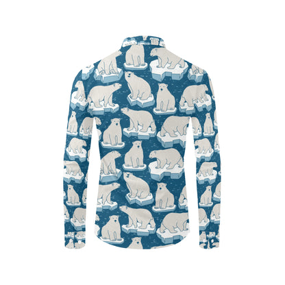 Polar Bear Pattern Print Design PB03 Men's Long Sleeve Shirt