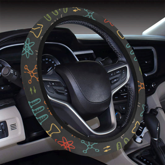 Chemical Pattern Print Design 03 Steering Wheel Cover with Elastic Edge