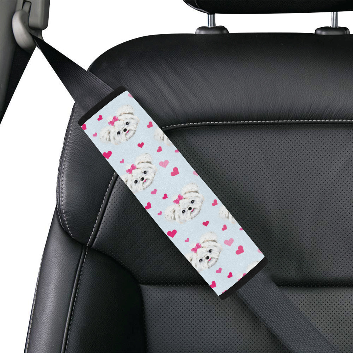 Maltese Pattern Print Design 03 Car Seat Belt Cover