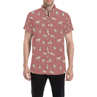 Bull Terriers Pattern Print Design 09 Men's Short Sleeve Button Up Shirt