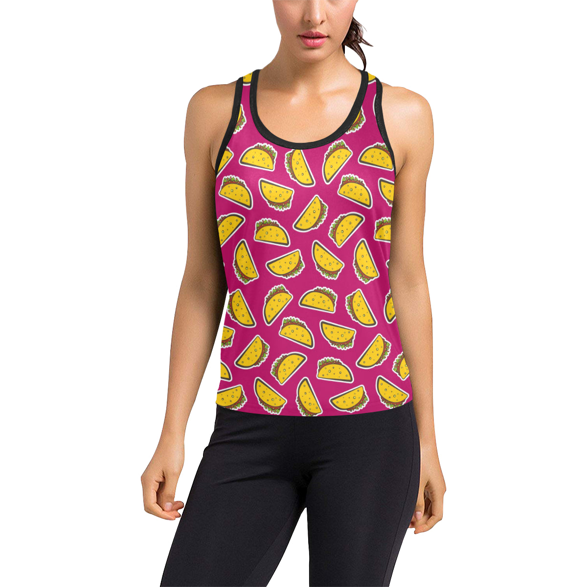 Taco Pattern Print Design TC01 Women's Racerback Tank Top