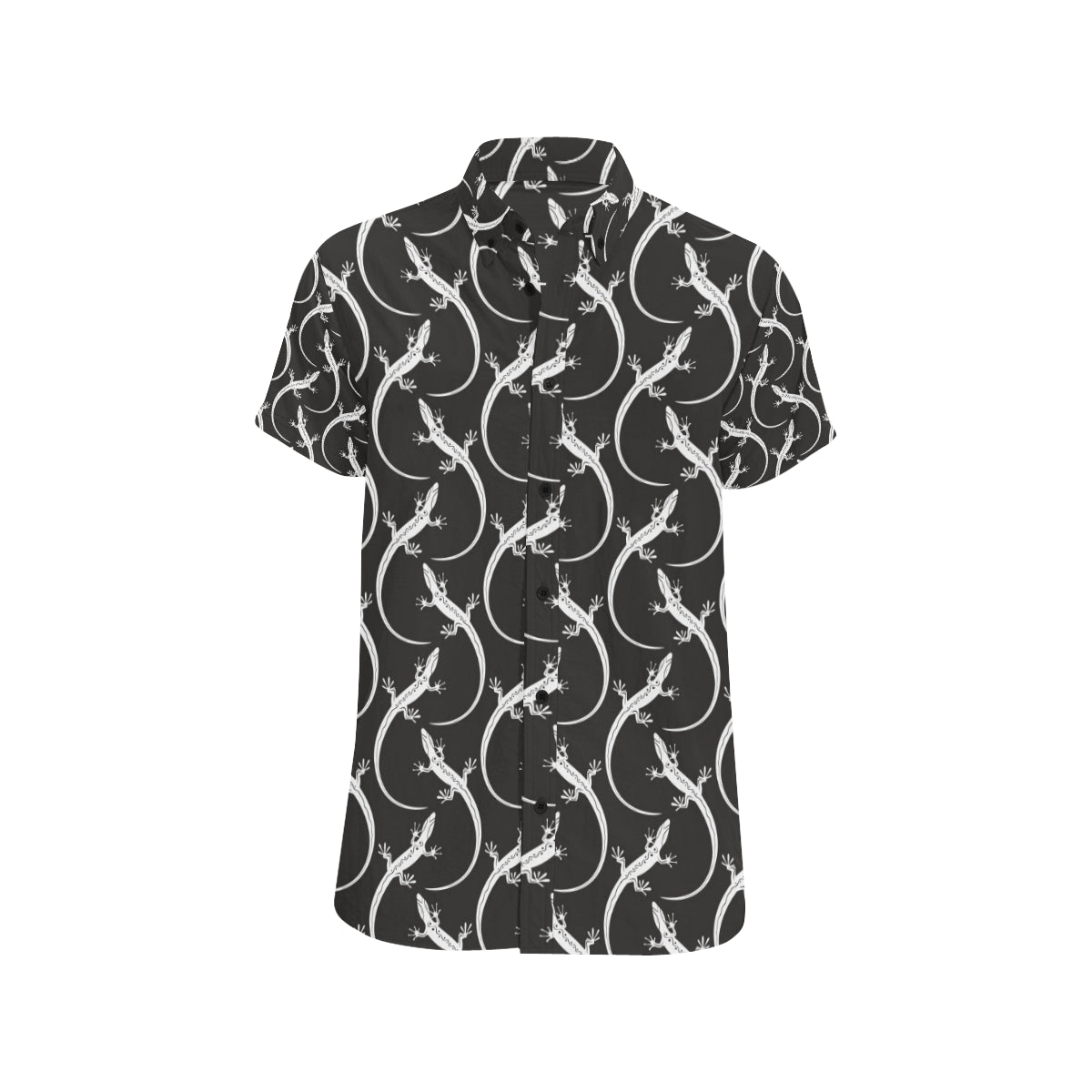 lizard Pattern Print Design 01 Men's Short Sleeve Button Up Shirt