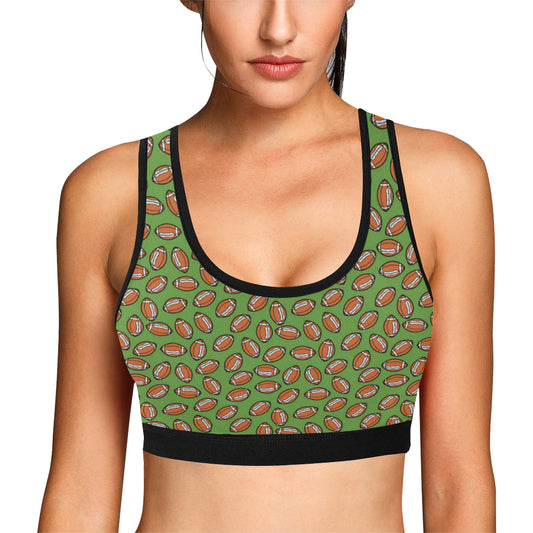 American Football on Green Design Sports Bra