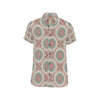 Bohemian Round Style Print Men's Short Sleeve Button Up Shirt