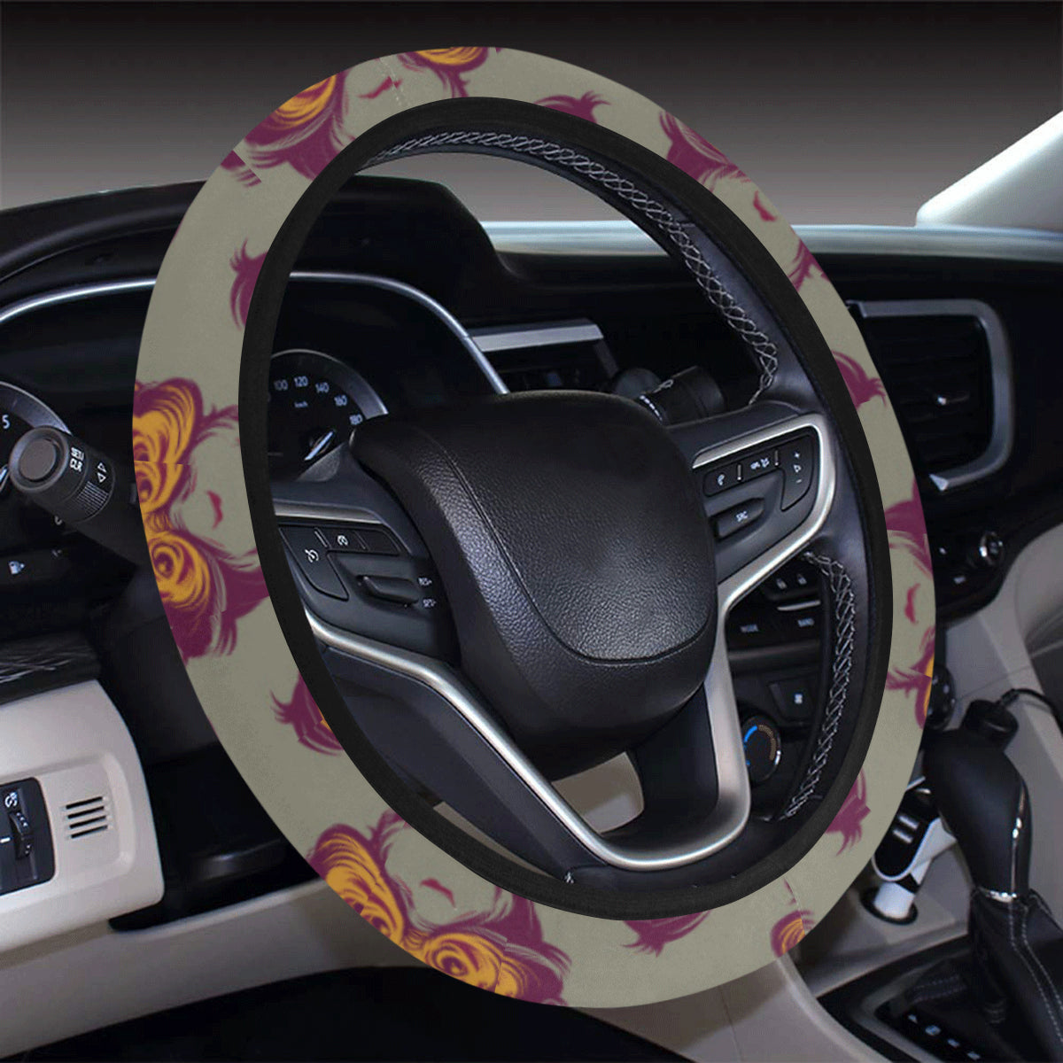 Chimpanzee Pattern Print Design 02 Steering Wheel Cover with Elastic Edge