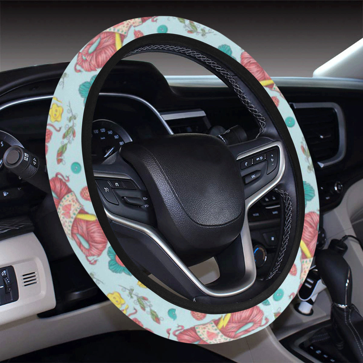 Crochet Pattern Print Design 01 Steering Wheel Cover with Elastic Edge