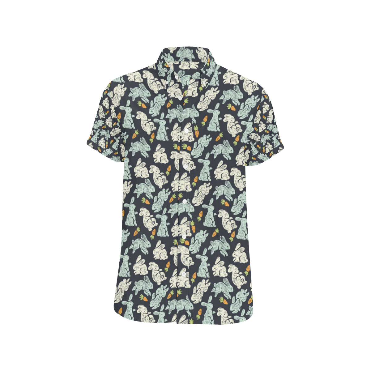 Bunny Pattern Print Design 04 Men's Short Sleeve Button Up Shirt