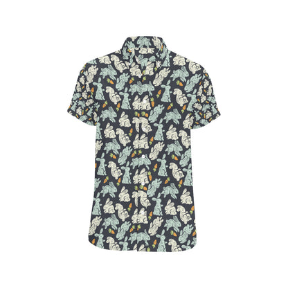 Bunny Pattern Print Design 04 Men's Short Sleeve Button Up Shirt