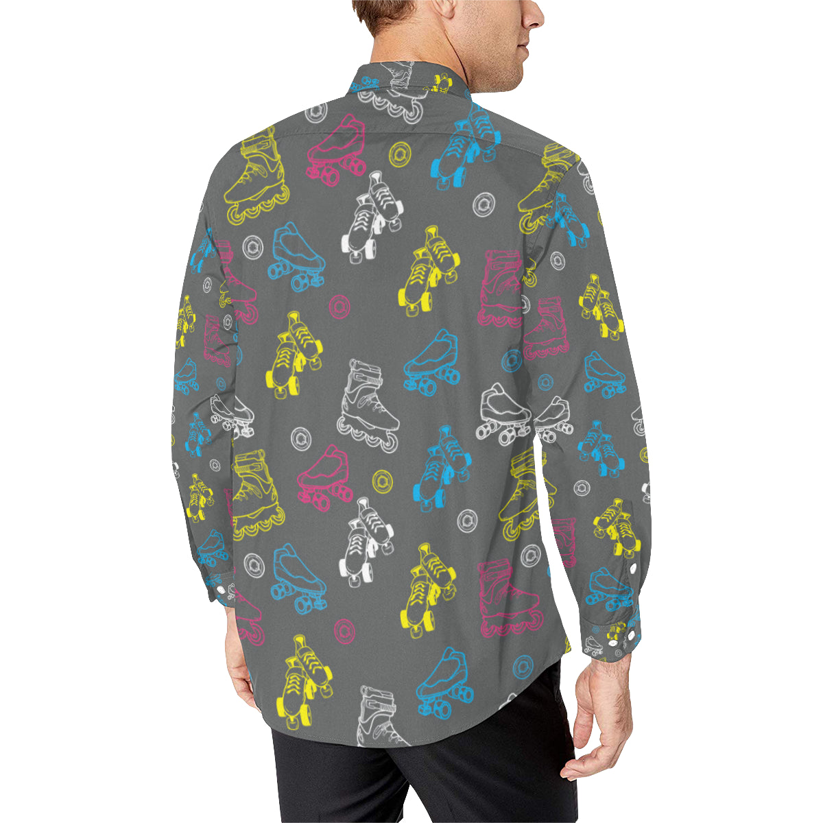 Roller skate Pattern Print Design A02 Men's Long Sleeve Shirt
