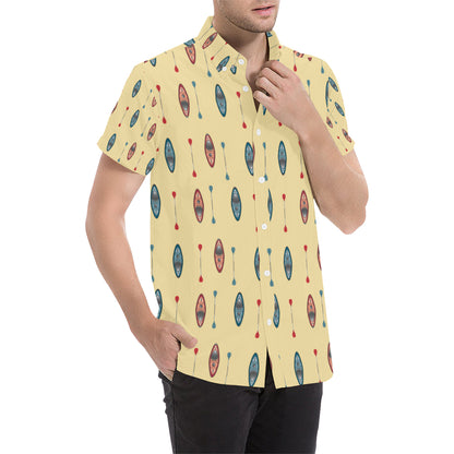 Kayak Pattern Print Design 02 Men's Short Sleeve Button Up Shirt