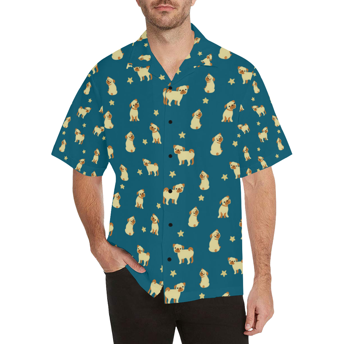 Pug Pattern Print Design A06 Men's Hawaiian Shirt
