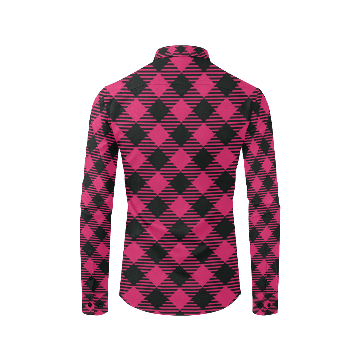 Buffalo check Pink Pattern Print Design 01 Men's Long Sleeve Shirt